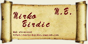 Mirko Birdić vizit kartica